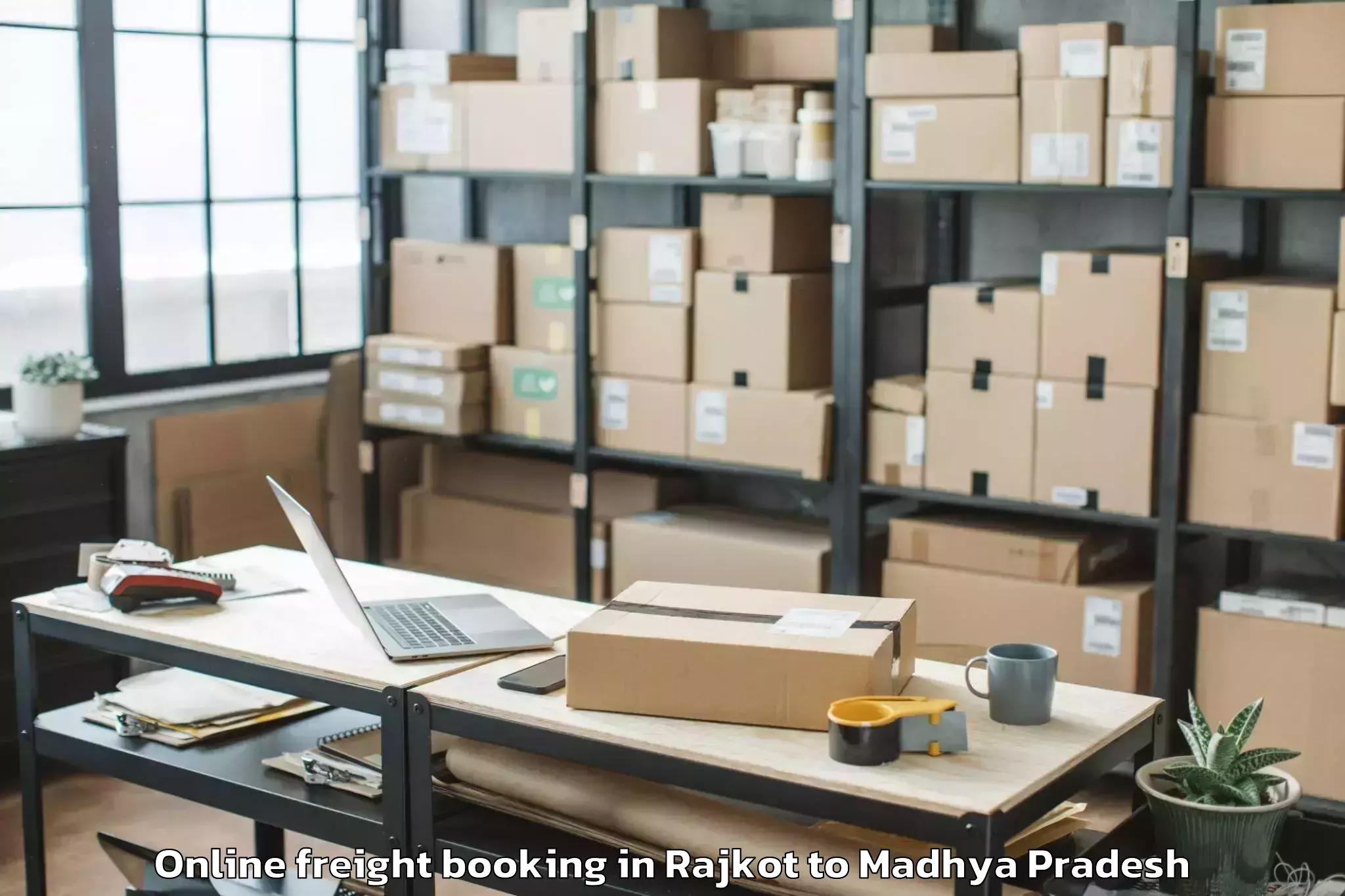 Book Rajkot to Sage University Indore Online Freight Booking Online